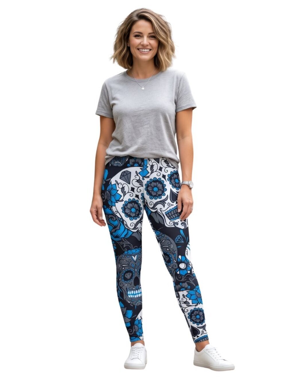 SISSYCOS Sugar Skull Floral Stretch Leggings Size XL Alternative Goth